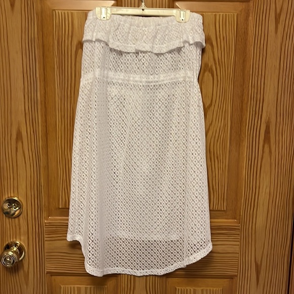 OP WHITE LACEY MESH SWIM COVERUP S - Picture 2 of 3